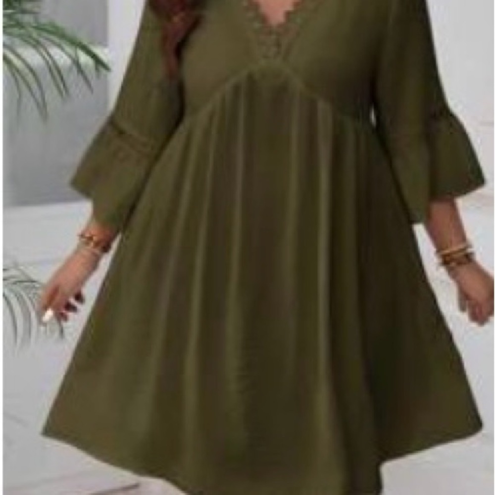 Elegant Olive Green Dress